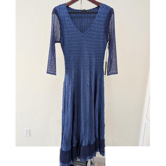 Komarov Dark Blue Embroidered Dress - Picture 1 of 5